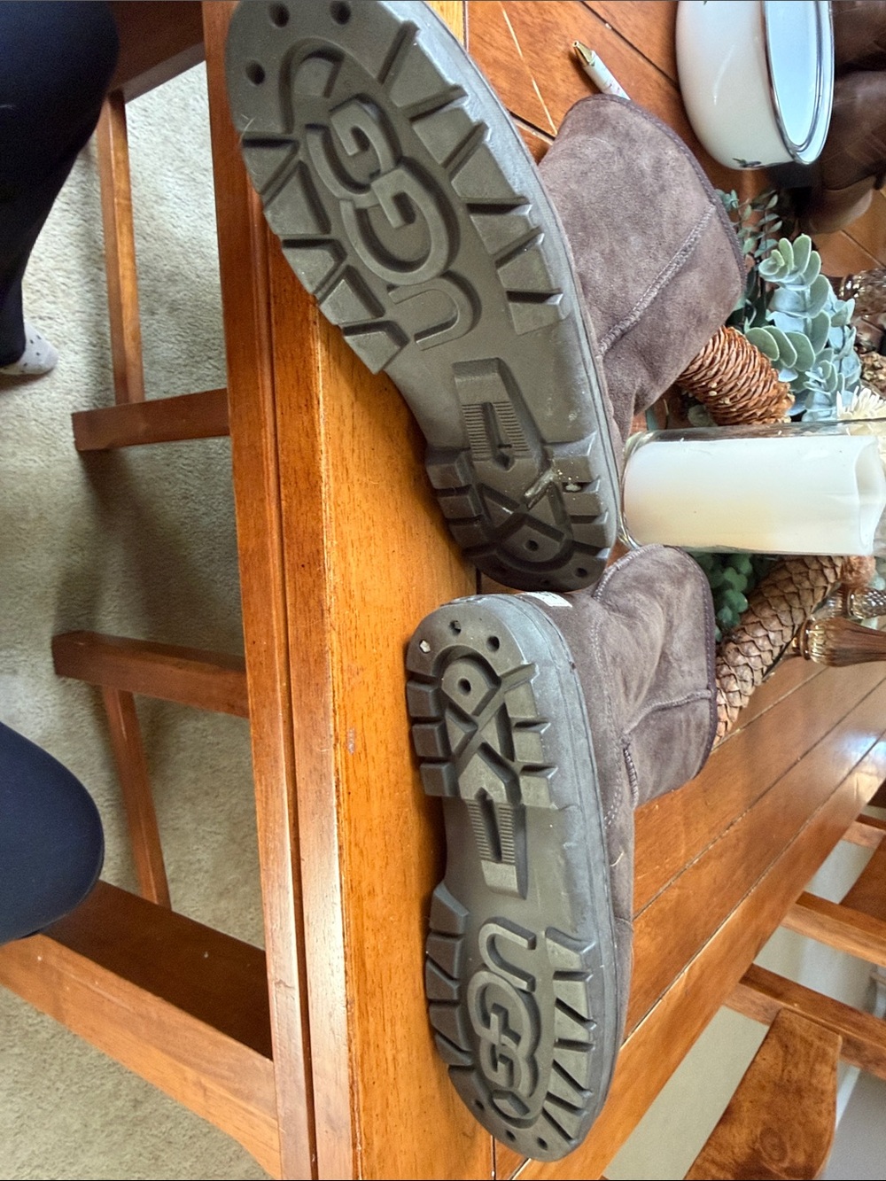 UGG Brown Suede Short Shearling-Lined Booties - Picture 6 of 6
